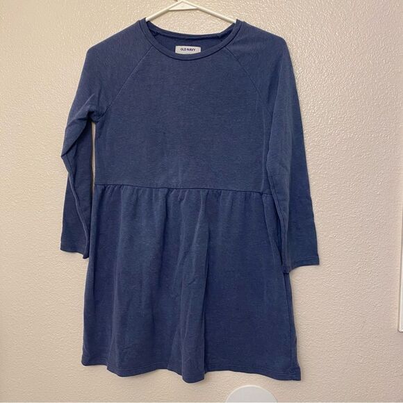 Old Navy french terry Sweatshirt long sleeve winter fall cozy Dress blue M 10-12 - Picture 2 of 7
